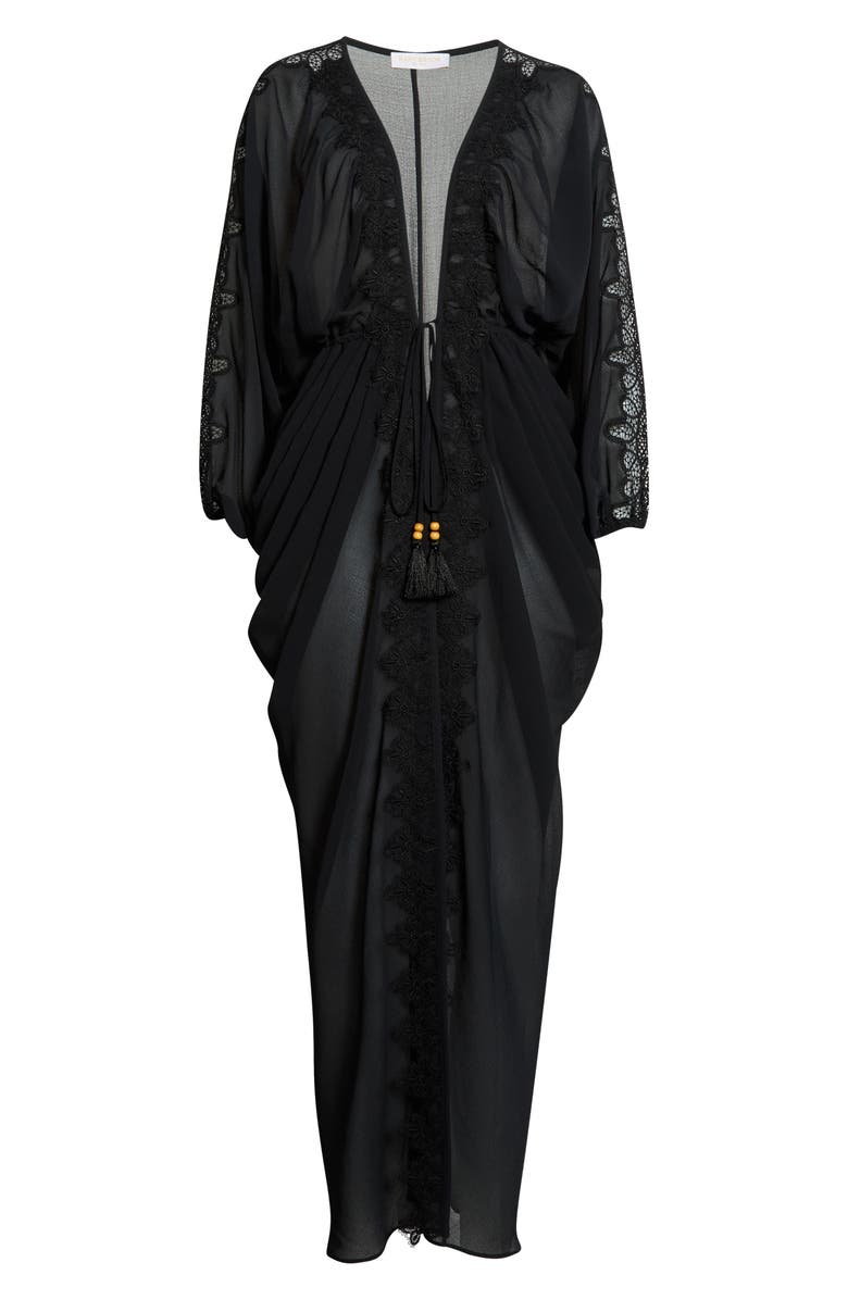 Ramy Brook Bernice Lace Trim Cover-Up, Alternate, color, Black