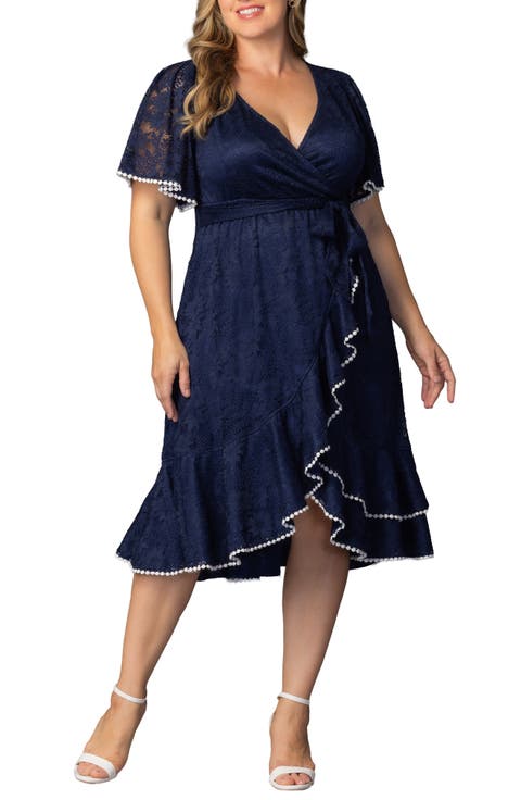 Palermo Lace Faux Wrap Dress (Plus)