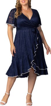 Kiyonna Palermo Lace Faux Wrap Dress