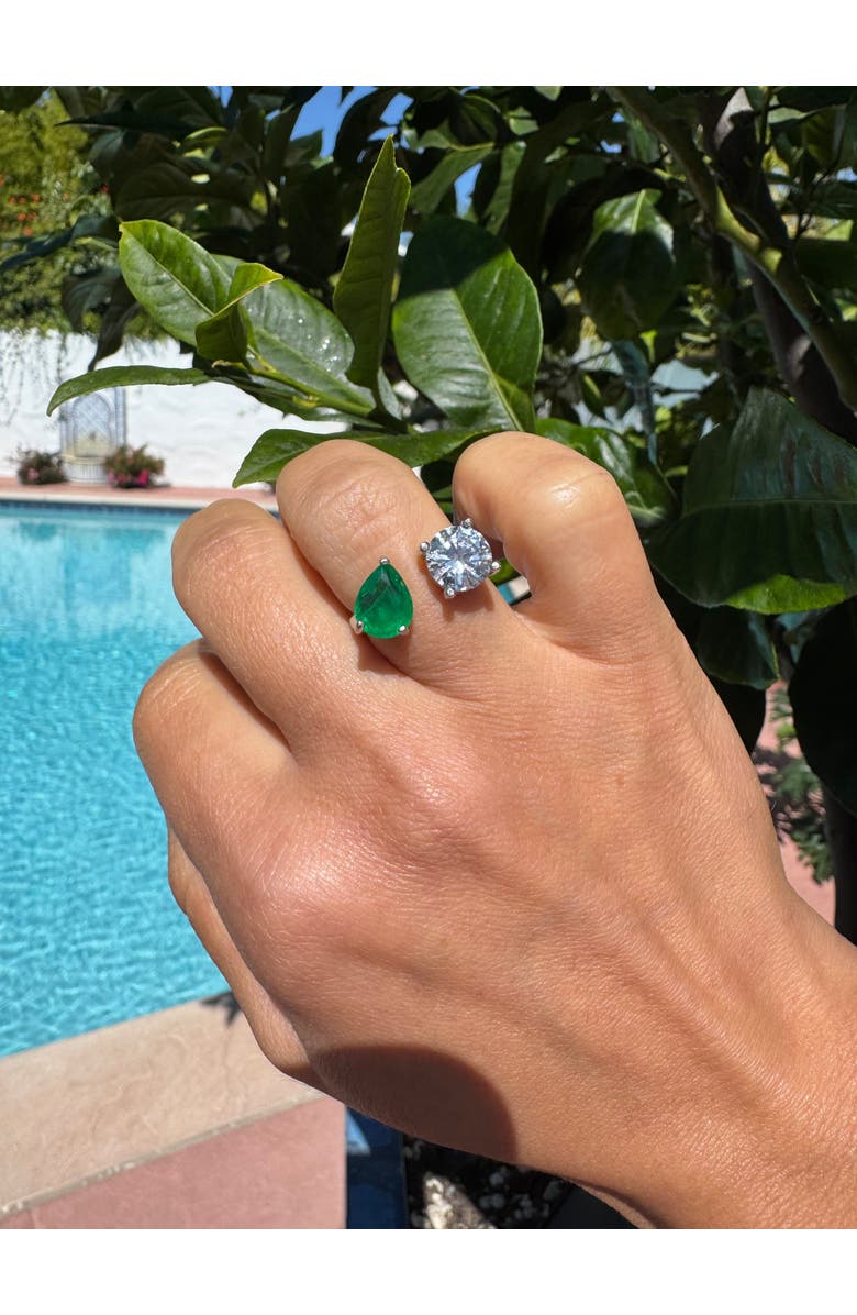 Gemma Azzurro round & pear emerald toi e moi ring, Alternate, color, Green