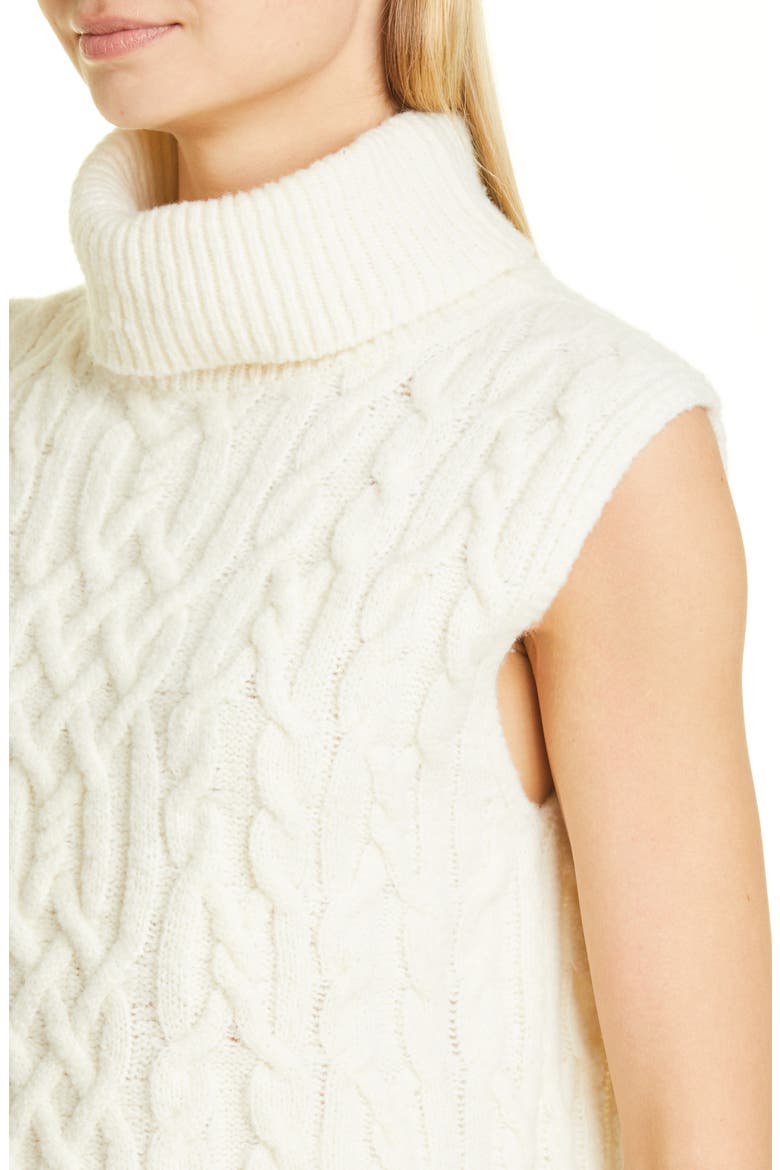 Twisted Cable Turtleneck Sweater Tank, Alternate, color, OFF WHITE