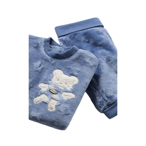 Mayoral Teddy-appliqué Trouser Set In Blue