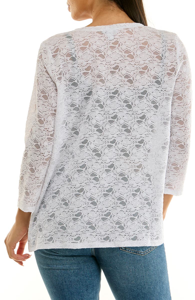 Nina Leonard Lace Cardigan, Alternate, color, White