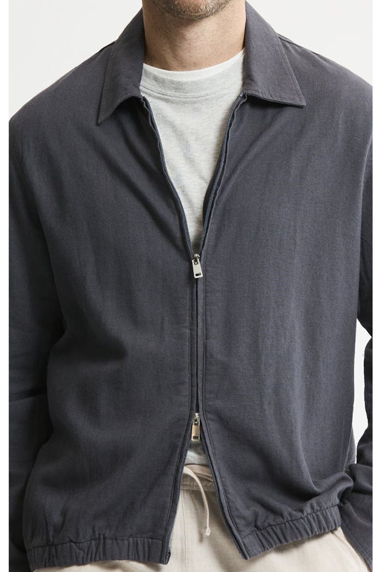 Linen Blend Zip Up Jacket, Alternate, color, Asphalt