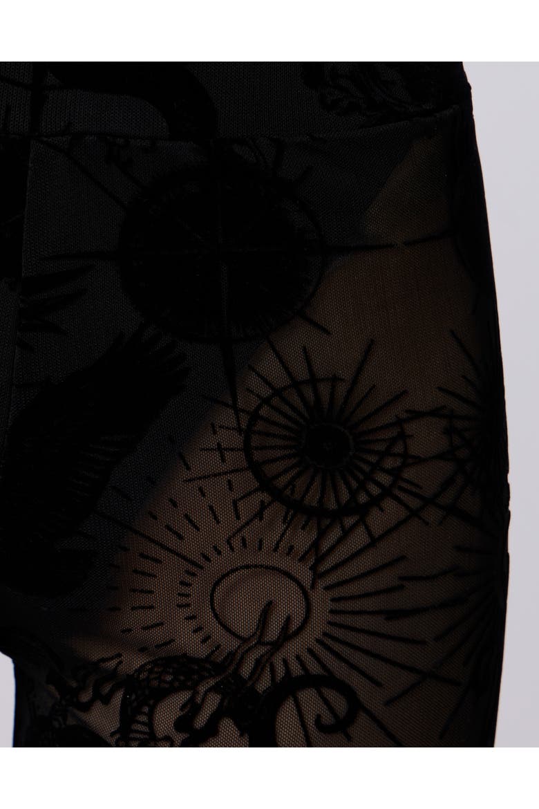 Tulle Leggings Flock Butterfly Tattoo Women, Alternate, color, black