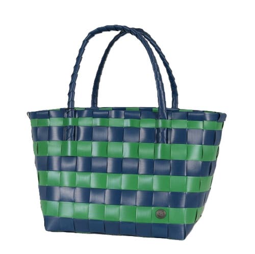 Handed By Paris Brights Recycled Tote Bag In Dark Blue/just Green