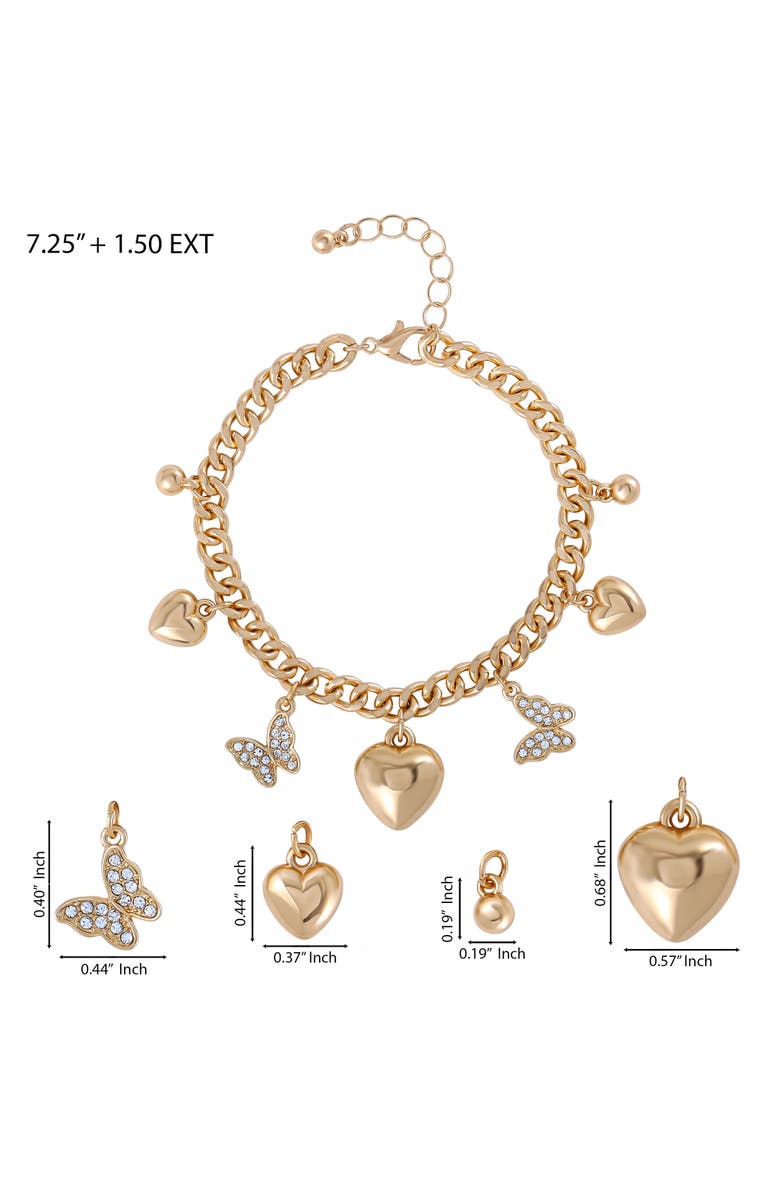 Jessica Simpson Heart & Butterfly Gold-Tone Bracelet, Alternate, color, Gold