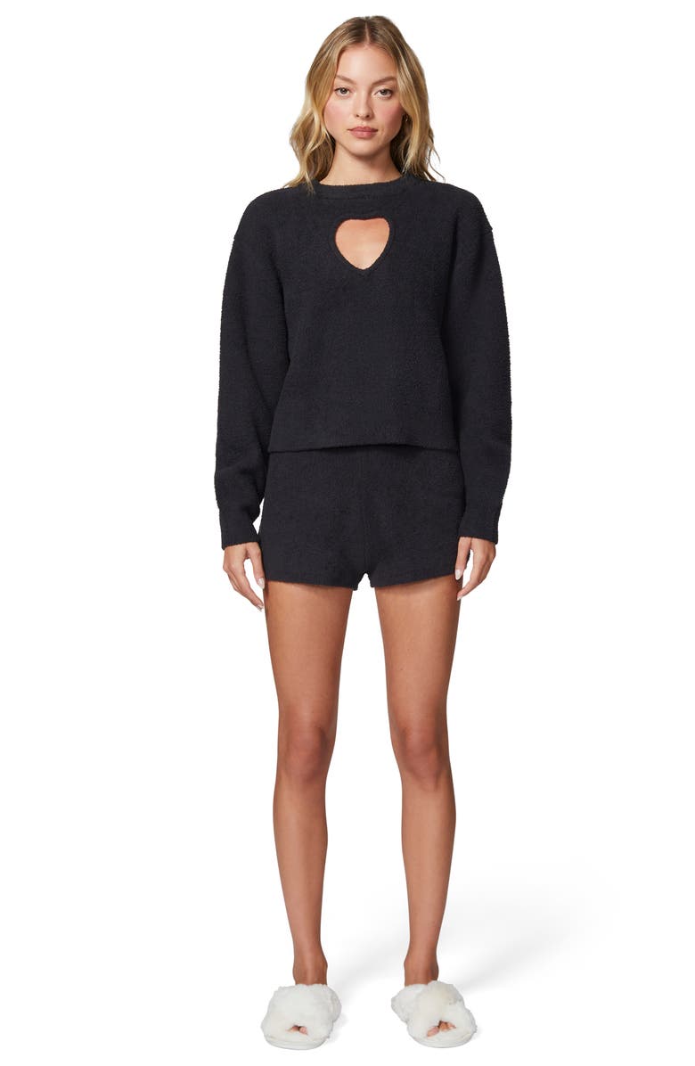 Florence by Mills Cloud Heart Cutout Bouclé Sweater, Alternate, color, Black