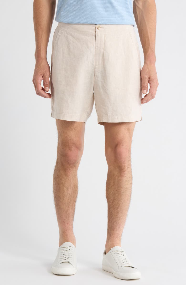 Nordstrom Flat Front Linen Chino Shorts, Main, color, Beige Pumice