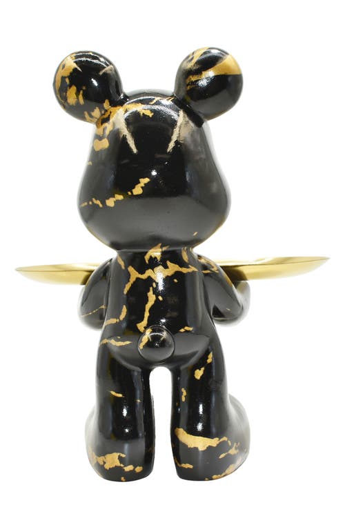 Kinetic Butler Mouse With Tray Sculpture In Black Marble