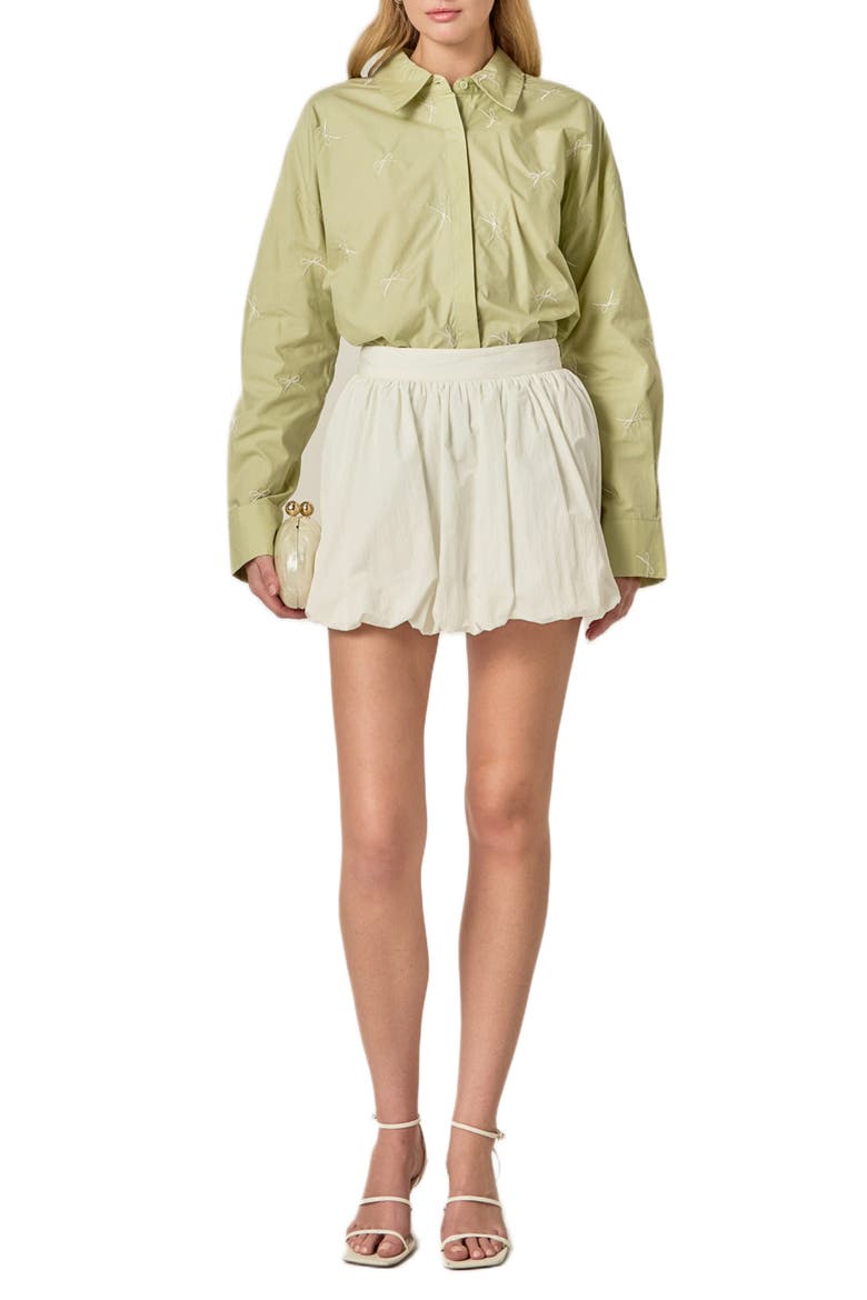 Bow Embroidery Shirt, Alternate, color, SAGE