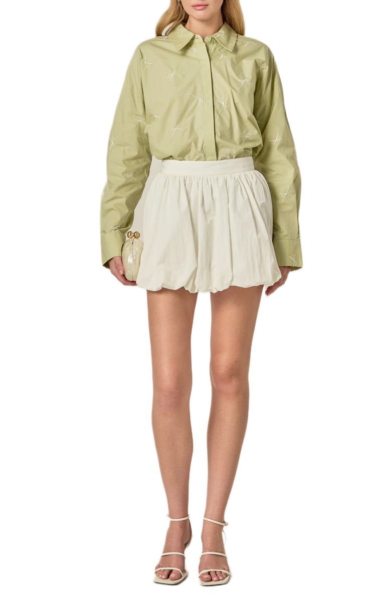 English Factory Bow Embroidery Shirt, Alternate, color, Sage