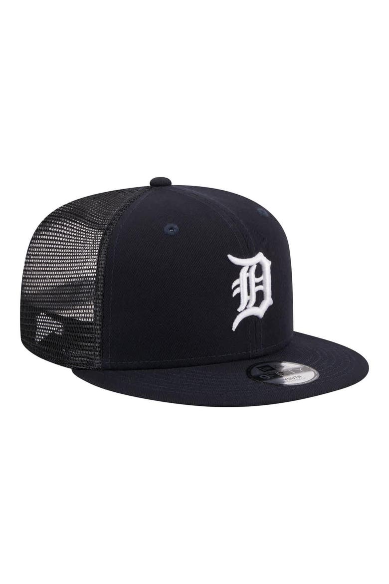Youth New Era  Navy Detroit Tigers 9FIFTY Trucker Snapback Hat, Alternate, color, Navy