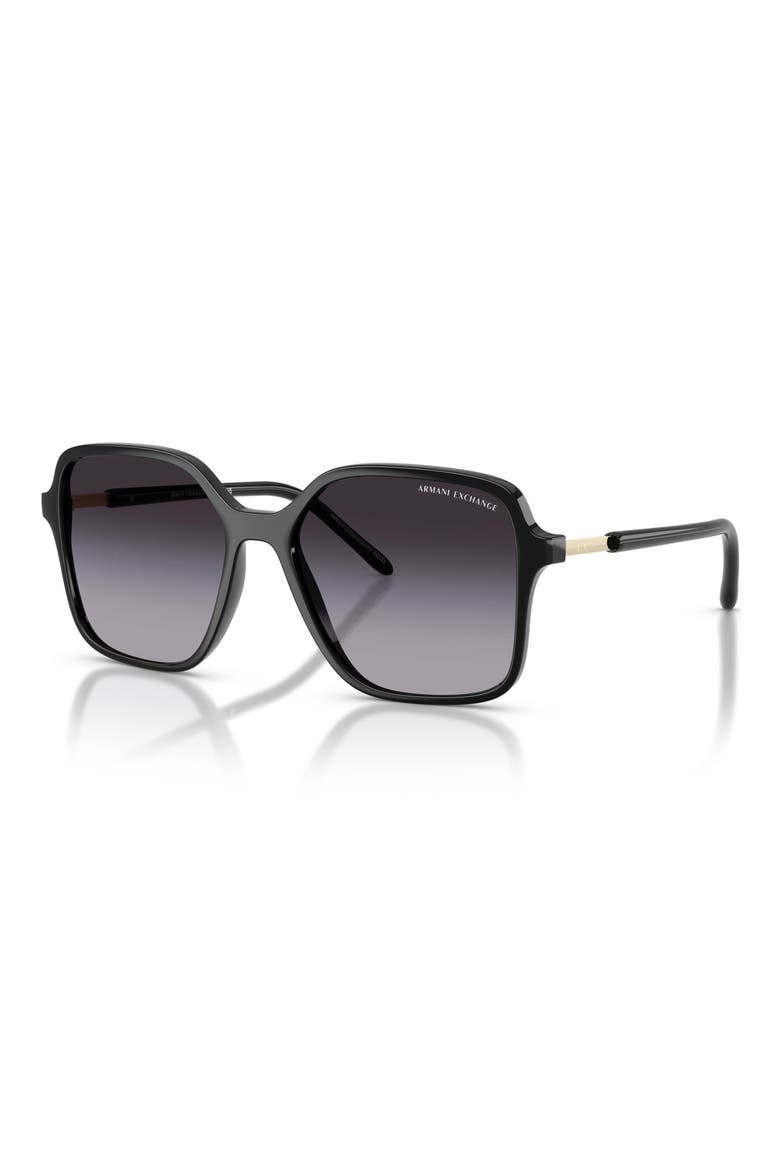 53mm Butterfly Sunglasses, Alternate, color, SHINY BLACK / GREY