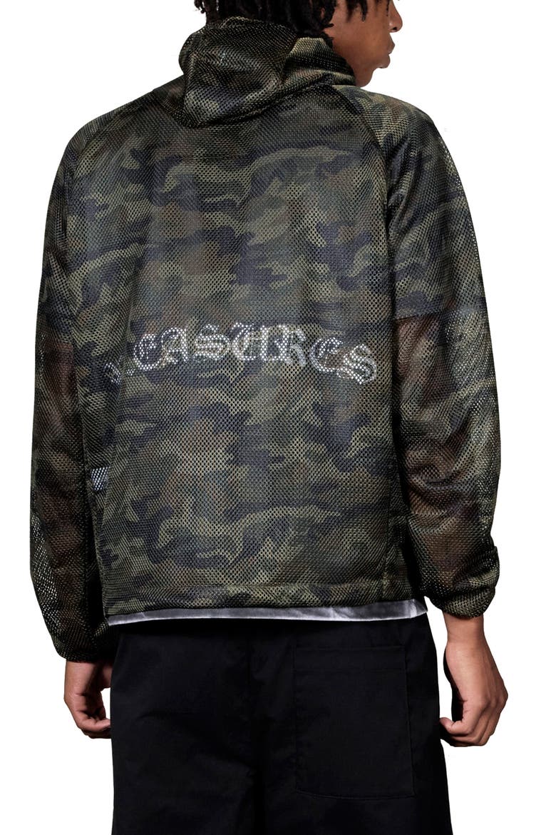 Camo Mesh Zip Hoodie, Alternate, color, CAMO