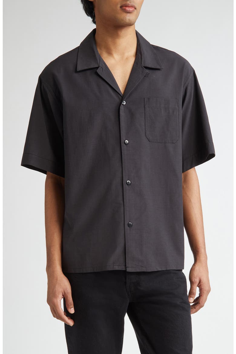 Solid Camp Shirt, Main, color, BLACK