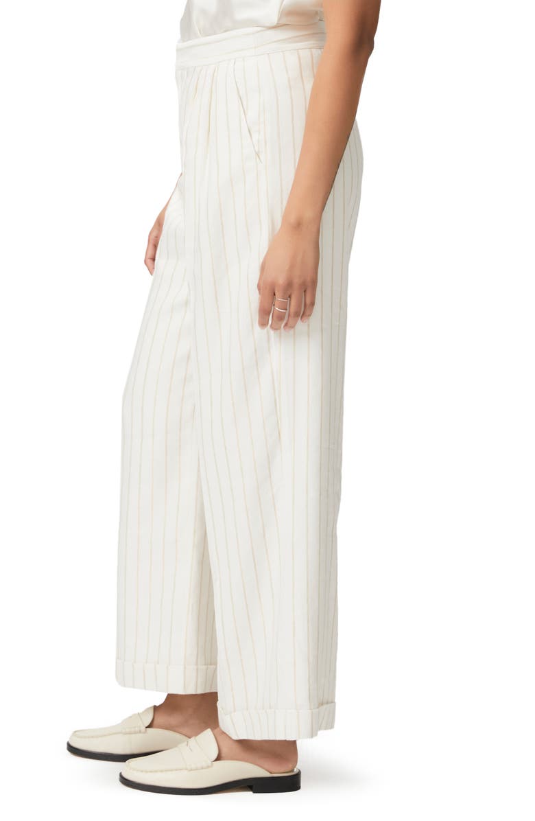 PAIGE Kennie Stripe Wide Leg Pants, Alternate, color, Aftglo/Gld