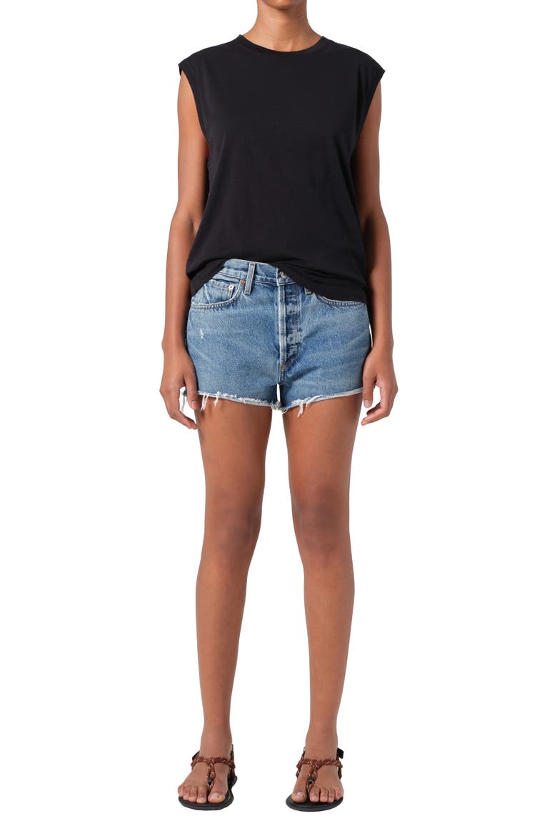 Parker High Waist Denim Cutoff Shorts, Alternate, color, CHORUS