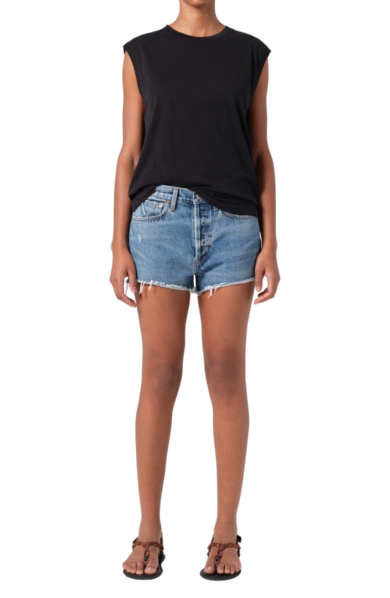 AGOLDE Parker High Waist Denim Cutoff Shorts, Alternate, color, Chorus