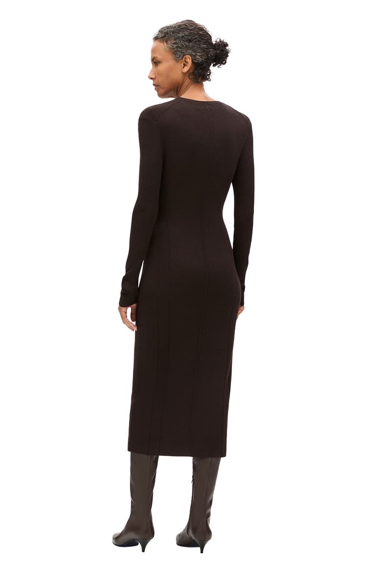 Rib Knitwear Dress, Alternate, color, Chocolate