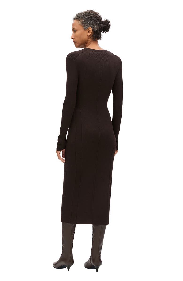 Another Tomorrow Rib Knitwear Dress, Alternate, color, Chocolate