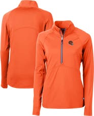 Cutter & Buck Women's Cutter & Buck  Orange Cincinnati Bengals Helmet Logo Adapt Eco Knit Stretch Recycled Half-Zip Pullover Top