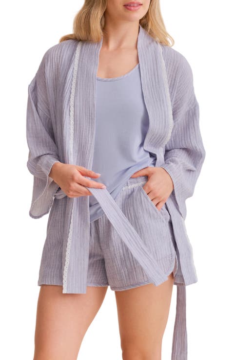 Coastal Travel Short Pajamas & Robe Set