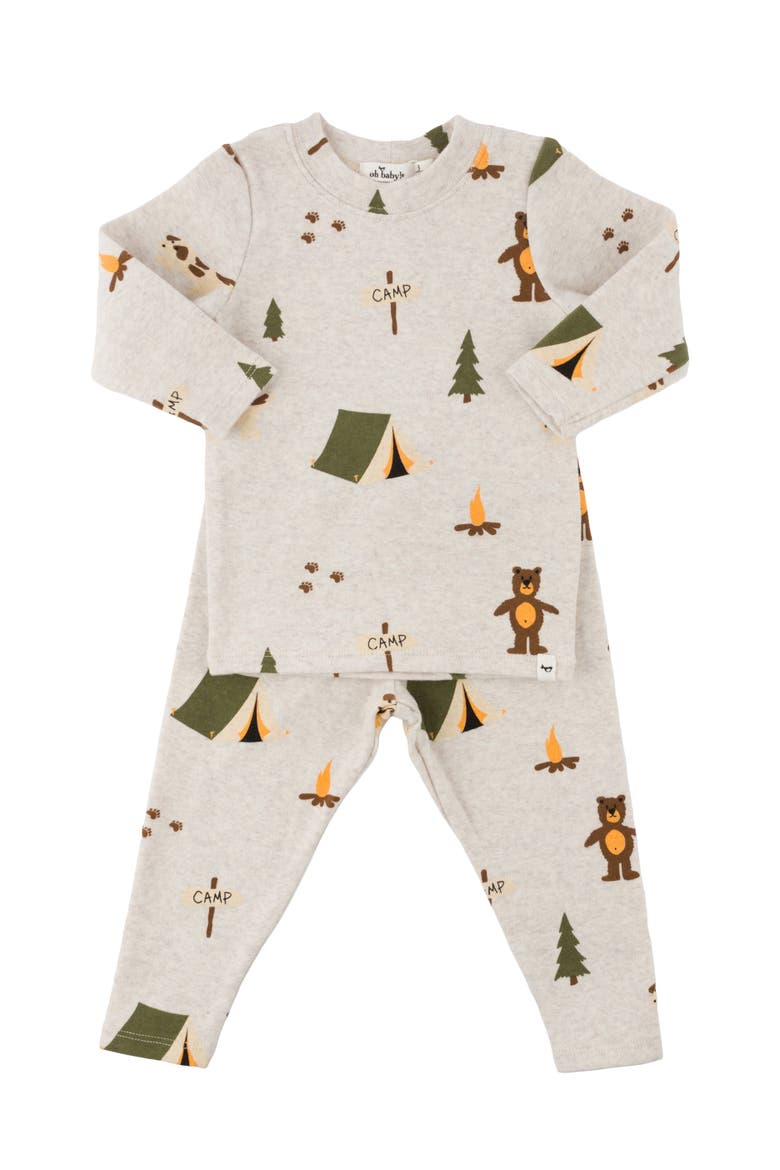 Camping Print Long Sleeve Two Piece Set, Main, color, Malt