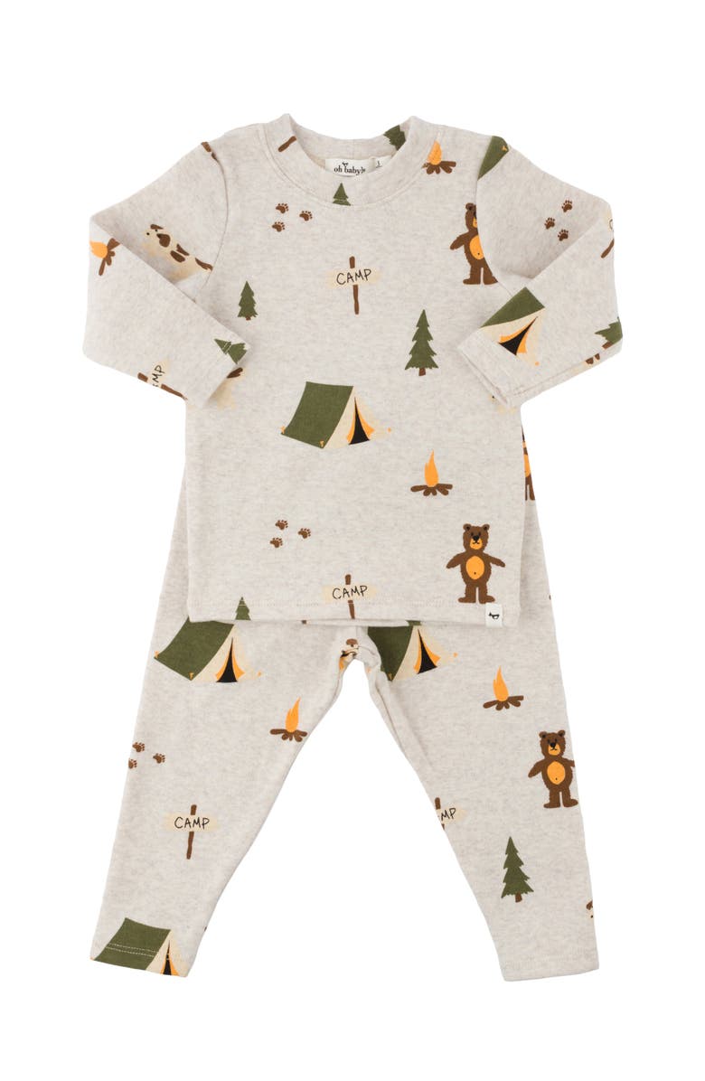 oh baby! Camping Print Long Sleeve Two Piece Set, Main, color, Malt
