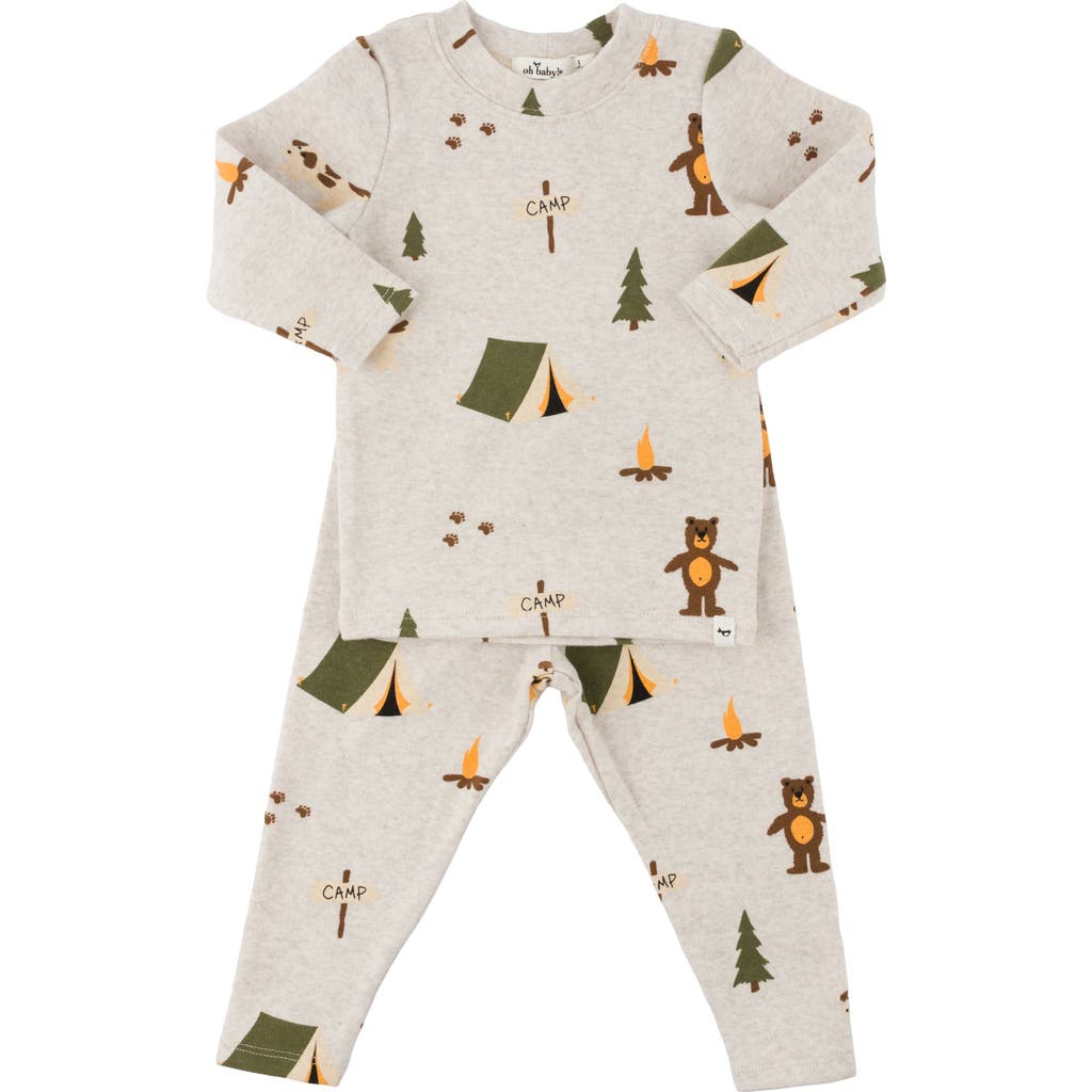 Shop Oh Baby ! Camping Print Long Sleeve Two Piece Set In Malt