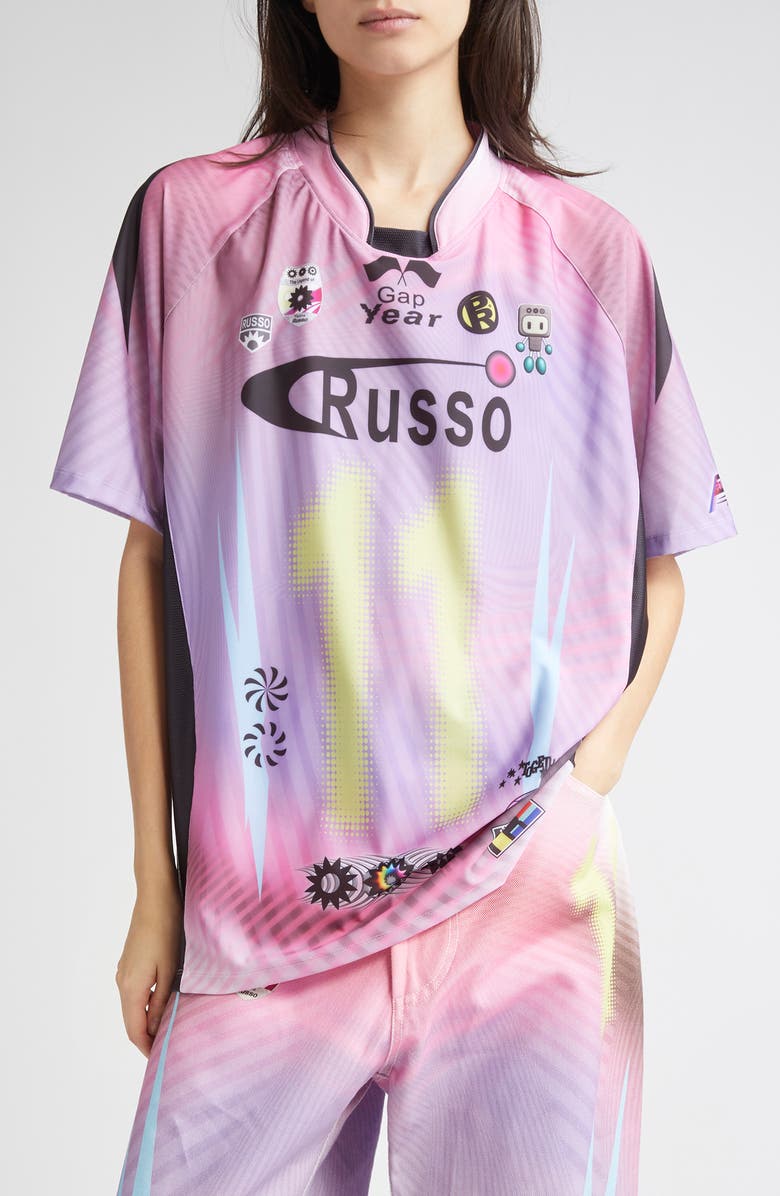 Paolina Russo Oversize Short Sleeve Stretch Jersey Top, Main, color, 