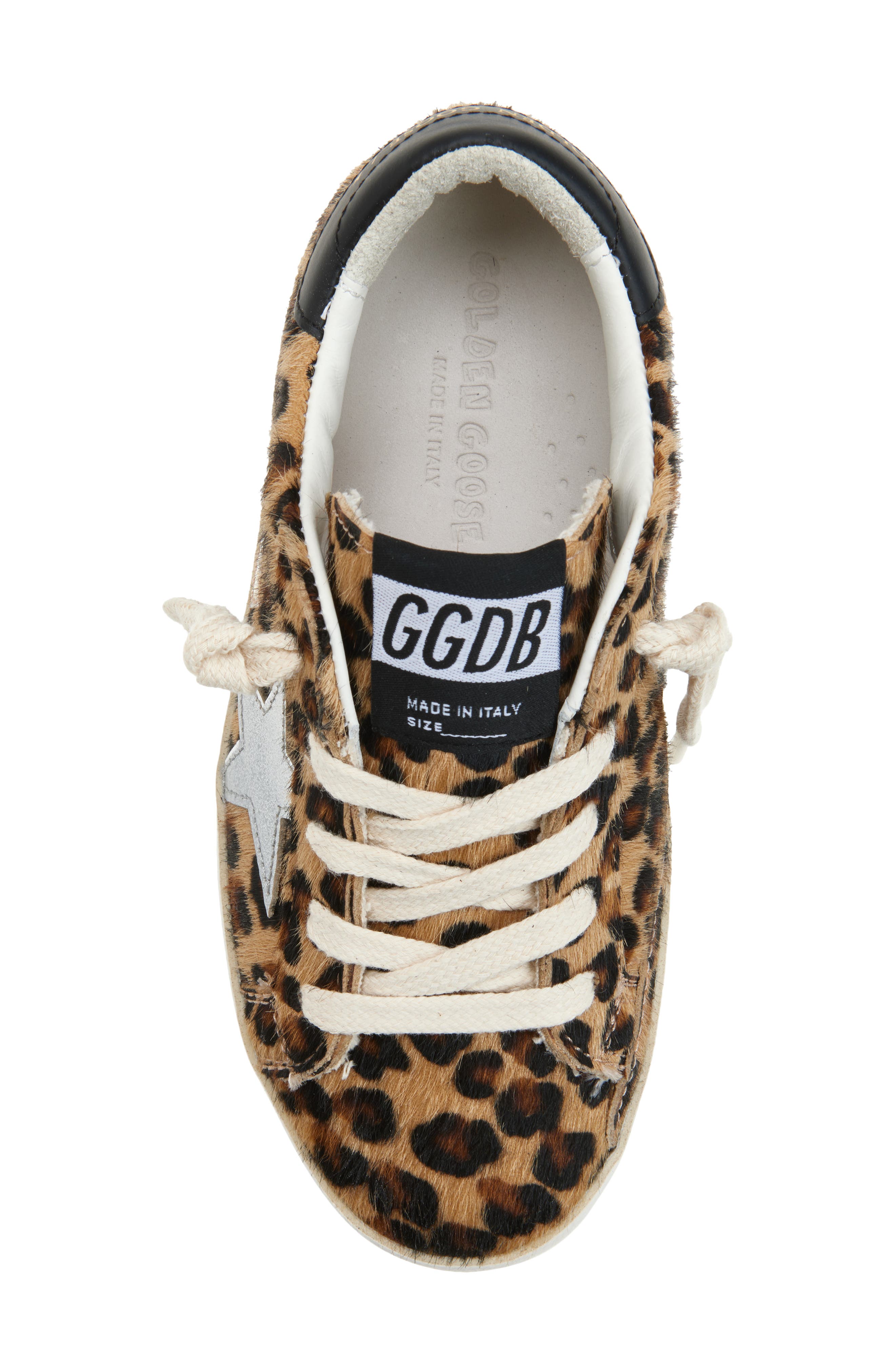 Golden Goose Kids' Super-Star Genuine Calf Hair Sneaker, Alternate, color, Black Brown Leo/ Platinum