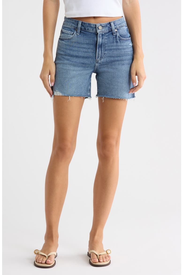 Sarah High Waist Raw Hem Longline Shorts, Main, color, FER DESTRUCTED