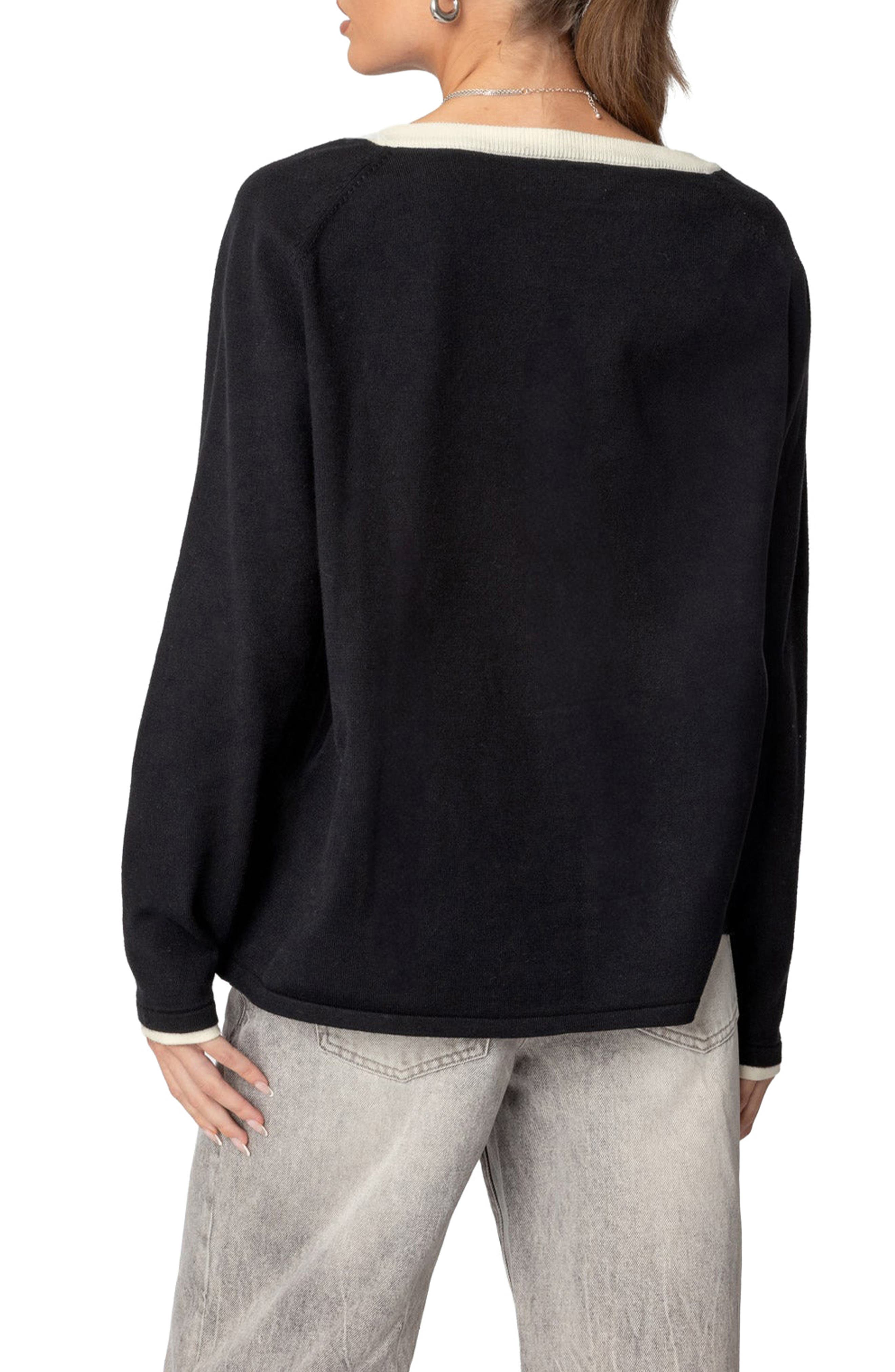 Contrast V-Neck Sweater - image 2