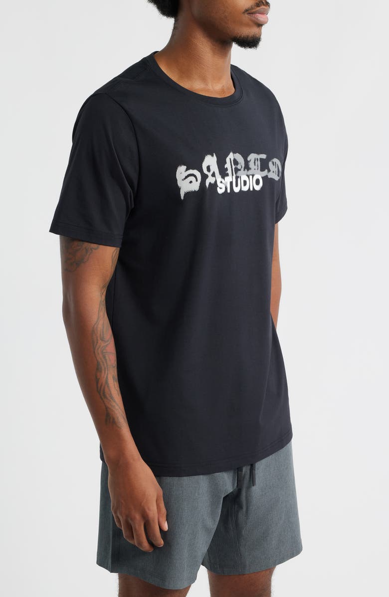 SANTO STUDIO Tempo Tonal Ultra Cotton Blend T-Shirt, Alternate, color, Black