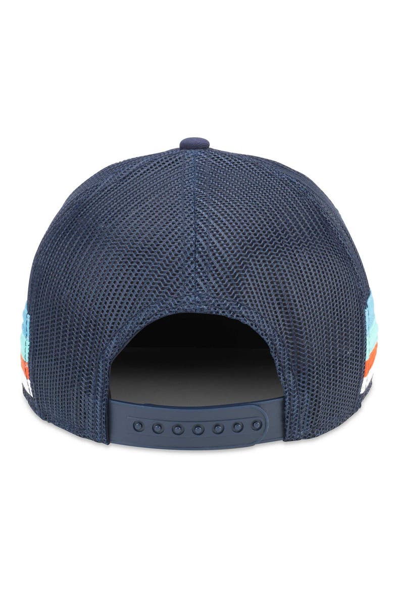 Men's American Needle Deep Sea Blue Seattle Kraken HotFoot Stripes Trucker Adjustable Hat, Alternate, color, Navy