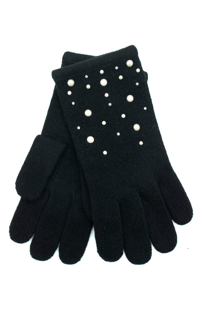 Portolano Imitation Pearl Embellished Cashmere Gloves, Main, color,