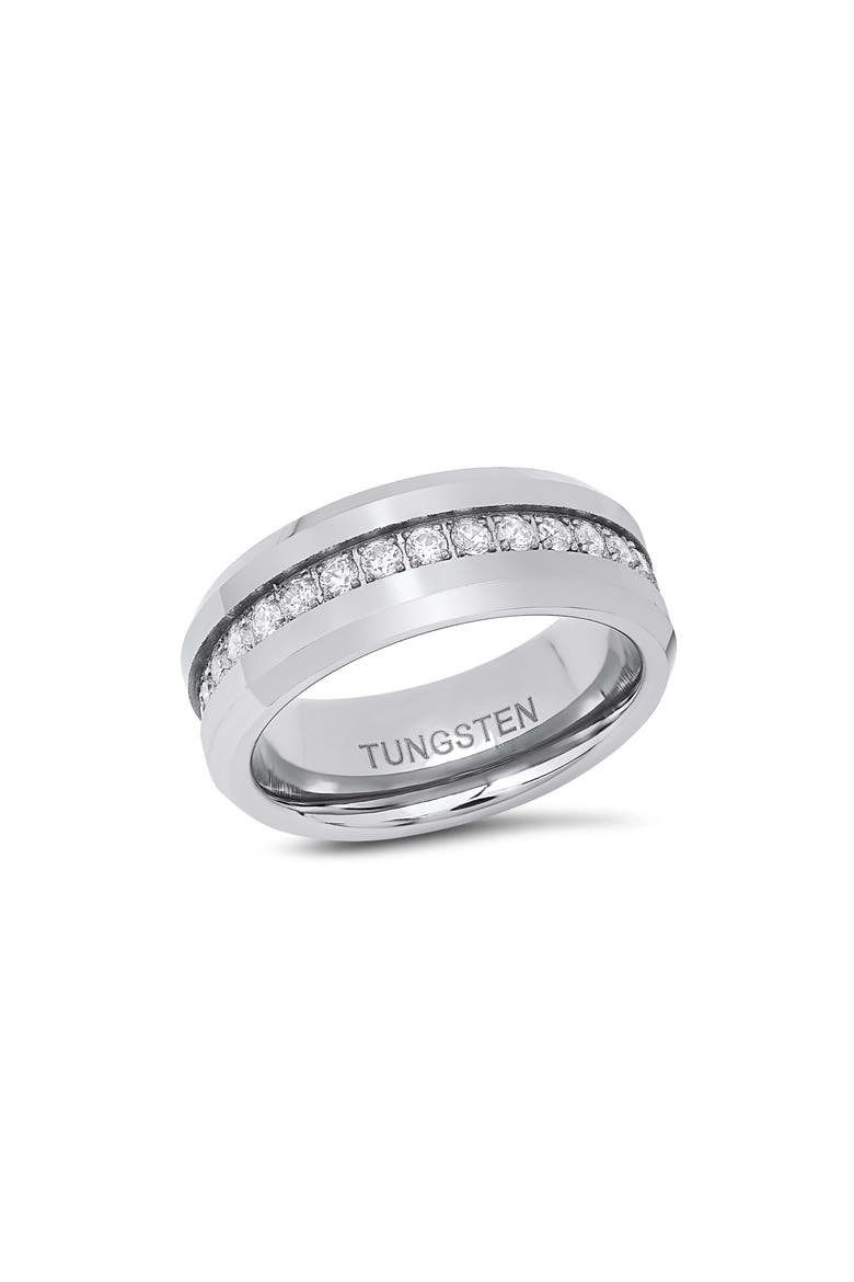 Men's Cubic Zirconia Band Ring, Main, color, SILVER