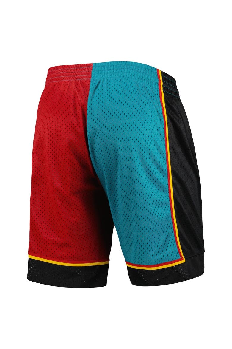 Men's Mitchell & Ness Teal/Red Detroit Pistons Hardwood Classics 1998 Split Swingman Shorts, Alternate, color, Teal