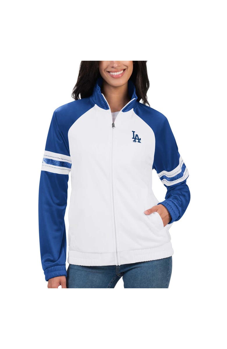 G-III 4HER BY CARL BANKS Women's G-III 4Her by Carl Banks White Los Angeles Dodgers Show Up Raglan Full-Zip Track Jacket, Alternate, color, 
