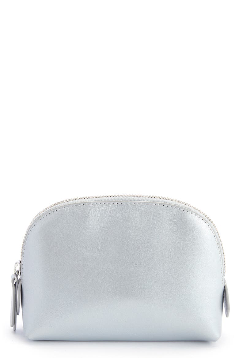 Compact Cosmetics Bag, Main, color, SILVER