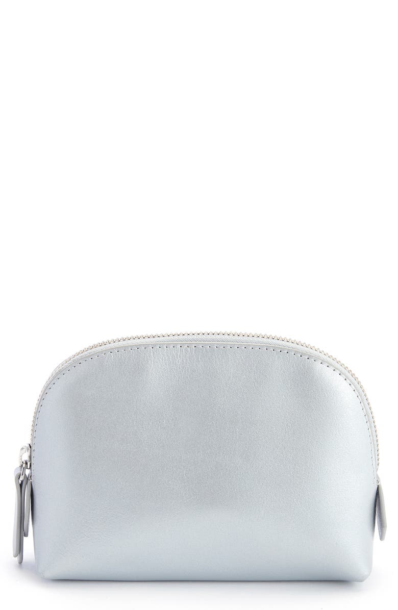 ROYCE New York Compact Cosmetics Bag, Main, color, Silver