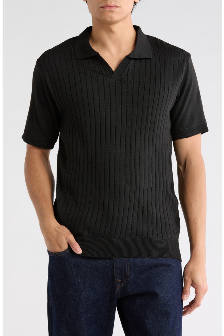 Johnny Collar Knit Polo Sweater, Main, color, BLACK