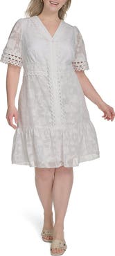 Eliza J Floral Print Fit & Flare Shirtdress