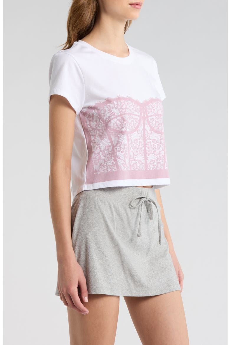 Corset Graphic Crop Tee, Alternate, color, BRIGHT WHITE/DAWN PINK