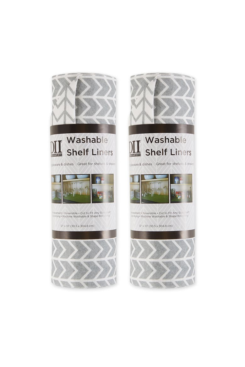 Herringbone Print Reusable Shelf Liner Set/2, Main, color, Gray