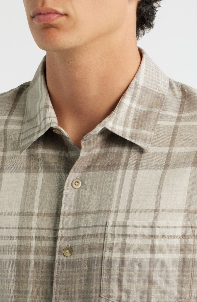 Vince Chilton Plaid Cotton Button-Up Shirt, Alternate, color, Heather Mouse Combo