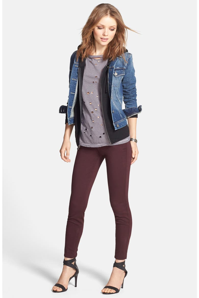 'Shya' Skinny Twill Pants, Alternate, color, MAHOGANY