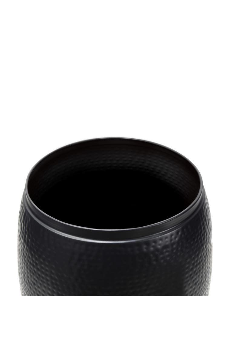 Merida Modern Rustic Hammered Metal Drum Storage Side Table with Lid, Alternate, color, Matte Black