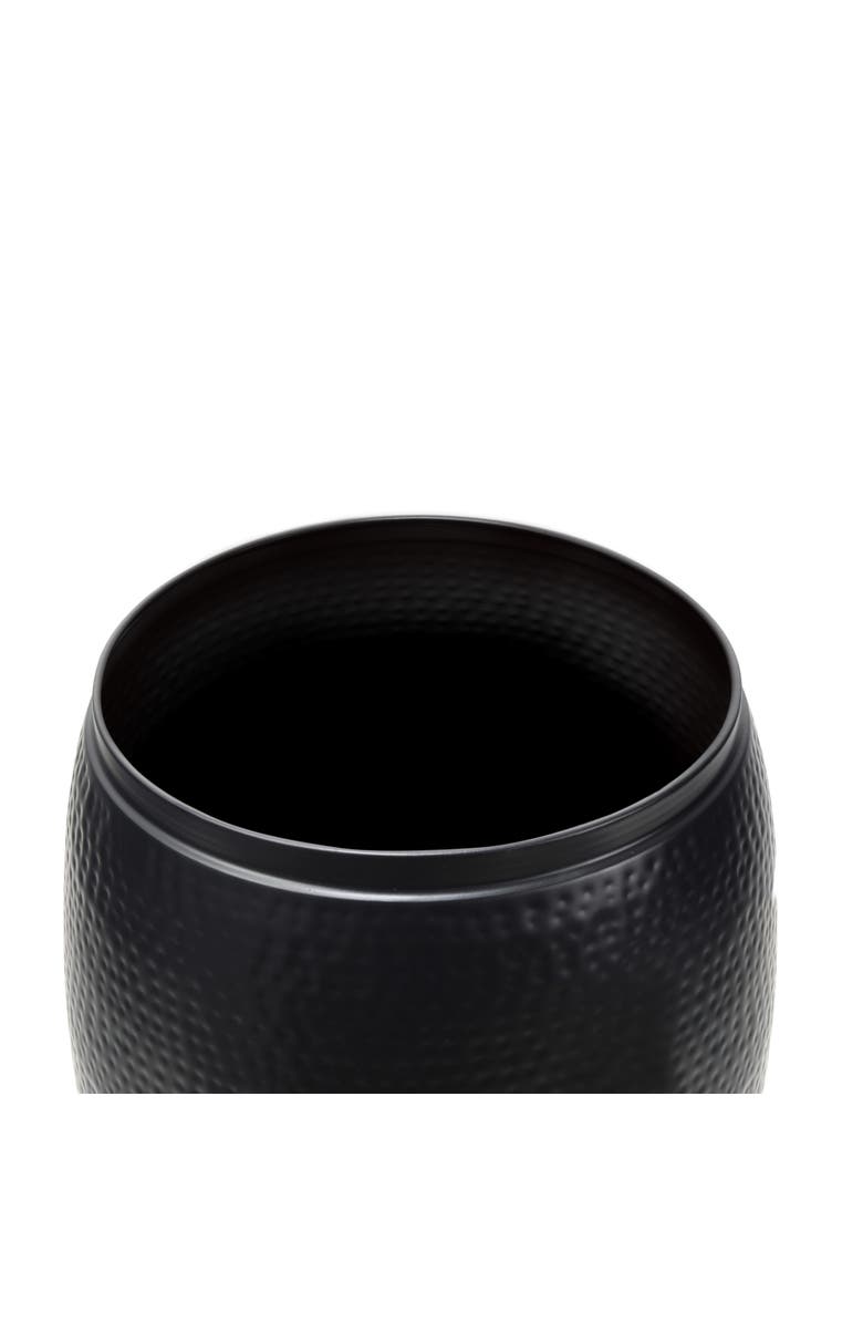 HAPPIMESS Merida Modern Rustic Hammered Metal Drum Storage Side Table with Lid, Alternate, color, Matte Black